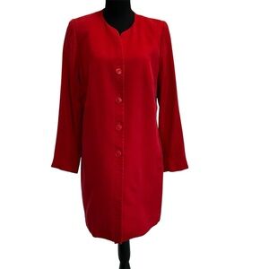 Windsor red long sleeve button front dress coat jacket classy Sz 14